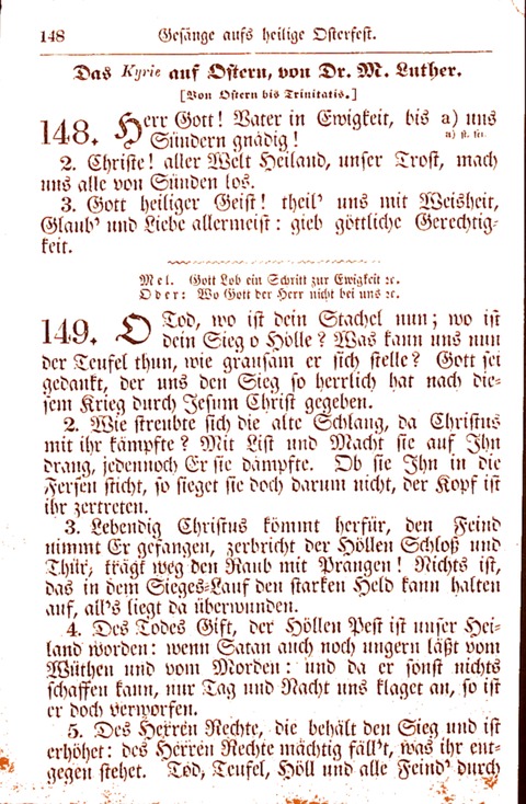 Evangelisch-Lutherisches Gesang-Buch: worin die gebräuchlichsten alten Kirchen-Lieder Dr. M. Lutheri und anderer reinen lehrer und zeugen Gottes, zur Befoerderung der wahren ... (2. verm. Aus.) page 148