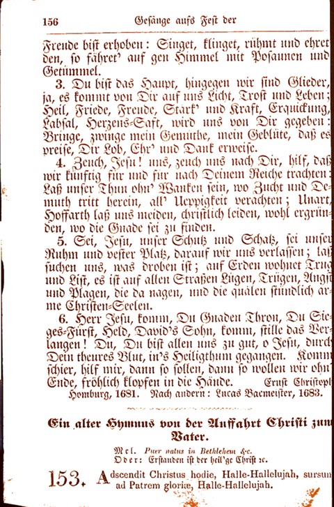 Evangelisch-Lutherisches Gesang-Buch: worin die gebräuchlichsten alten Kirchen-Lieder Dr. M. Lutheri und anderer reinen lehrer und zeugen Gottes, zur Befoerderung der wahren ... (2. verm. Aus.) page 156