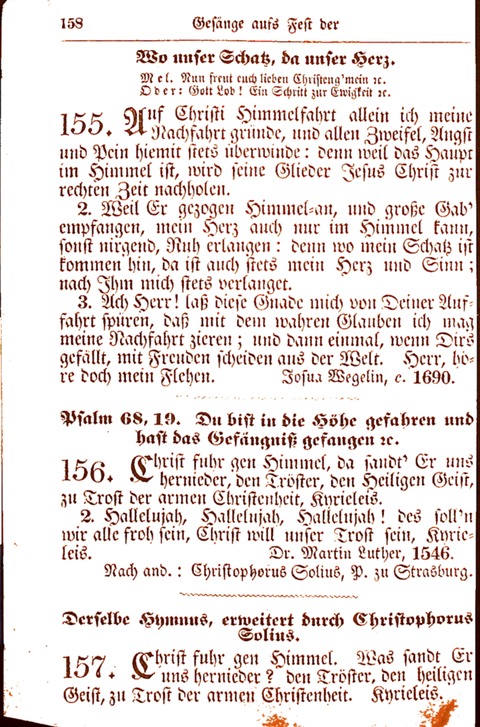 Evangelisch-Lutherisches Gesang-Buch: worin die gebräuchlichsten alten Kirchen-Lieder Dr. M. Lutheri und anderer reinen lehrer und zeugen Gottes, zur Befoerderung der wahren ... (2. verm. Aus.) page 158