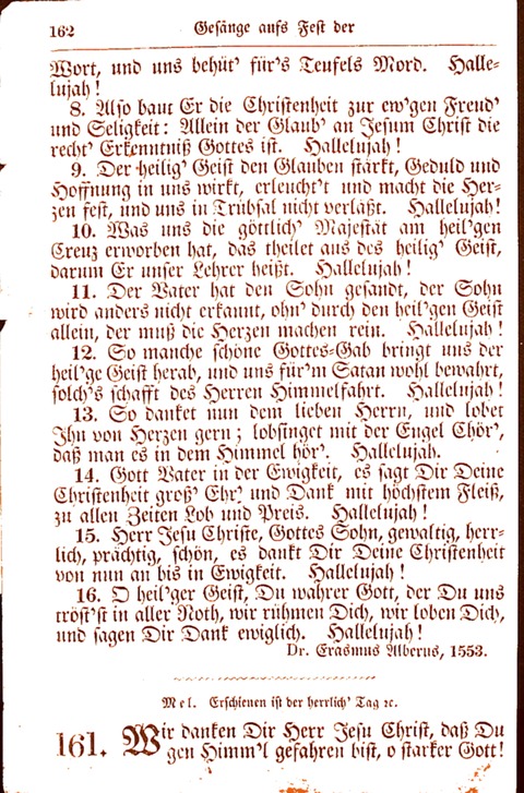 Evangelisch-Lutherisches Gesang-Buch: worin die gebräuchlichsten alten Kirchen-Lieder Dr. M. Lutheri und anderer reinen lehrer und zeugen Gottes, zur Befoerderung der wahren ... (2. verm. Aus.) page 162