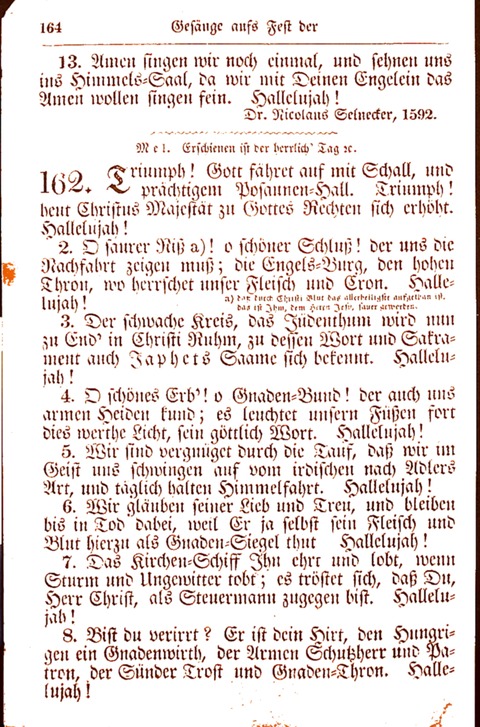 Evangelisch-Lutherisches Gesang-Buch: worin die gebräuchlichsten alten Kirchen-Lieder Dr. M. Lutheri und anderer reinen lehrer und zeugen Gottes, zur Befoerderung der wahren ... (2. verm. Aus.) page 164