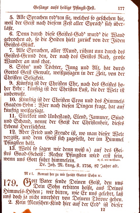 Evangelisch-Lutherisches Gesang-Buch: worin die gebräuchlichsten alten Kirchen-Lieder Dr. M. Lutheri und anderer reinen lehrer und zeugen Gottes, zur Befoerderung der wahren ... (2. verm. Aus.) page 177