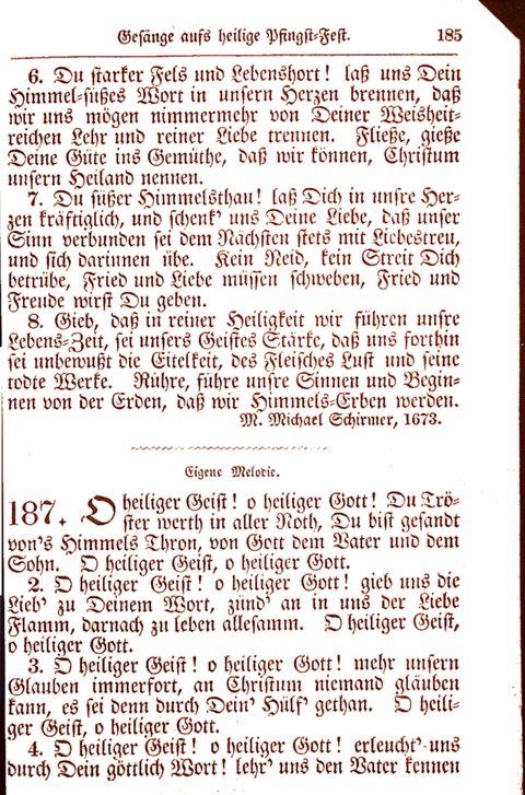 Evangelisch-Lutherisches Gesang-Buch: worin die gebräuchlichsten alten Kirchen-Lieder Dr. M. Lutheri und anderer reinen lehrer und zeugen Gottes, zur Befoerderung der wahren ... (2. verm. Aus.) page 185