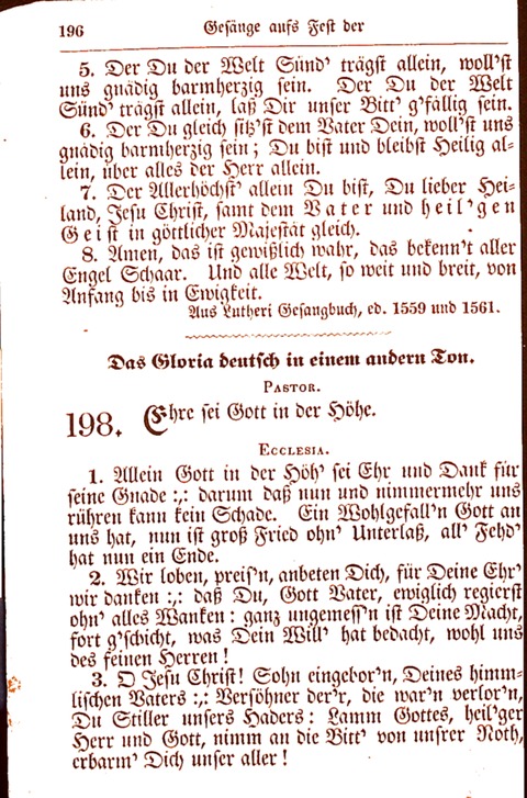 Evangelisch-Lutherisches Gesang-Buch: worin die gebräuchlichsten alten Kirchen-Lieder Dr. M. Lutheri und anderer reinen lehrer und zeugen Gottes, zur Befoerderung der wahren ... (2. verm. Aus.) page 196