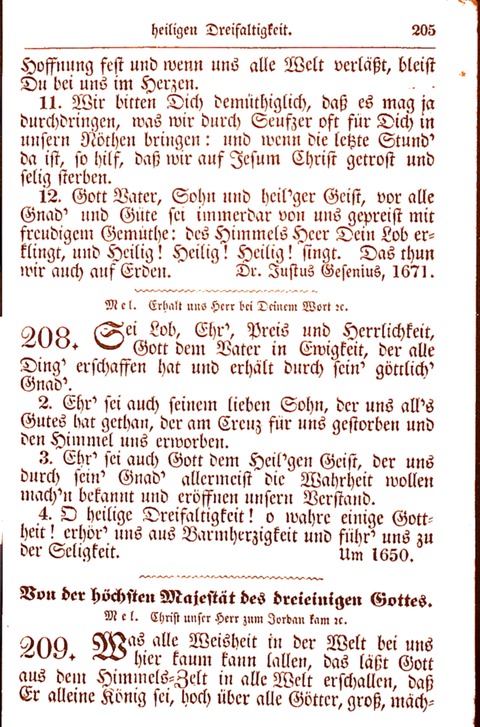 Evangelisch-Lutherisches Gesang-Buch: worin die gebräuchlichsten alten Kirchen-Lieder Dr. M. Lutheri und anderer reinen lehrer und zeugen Gottes, zur Befoerderung der wahren ... (2. verm. Aus.) page 205