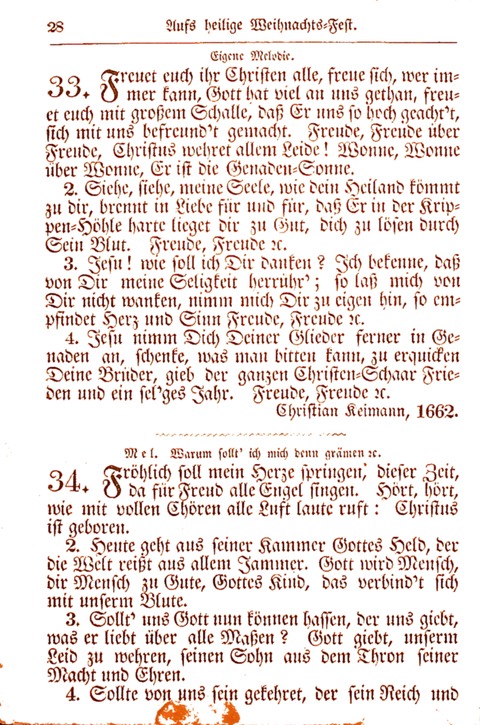 Evangelisch-Lutherisches Gesang-Buch: worin die gebräuchlichsten alten Kirchen-Lieder Dr. M. Lutheri und anderer reinen lehrer und zeugen Gottes, zur Befoerderung der wahren ... (2. verm. Aus.) page 28