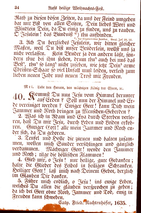 Evangelisch-Lutherisches Gesang-Buch: worin die gebräuchlichsten alten Kirchen-Lieder Dr. M. Lutheri und anderer reinen lehrer und zeugen Gottes, zur Befoerderung der wahren ... (2. verm. Aus.) page 34