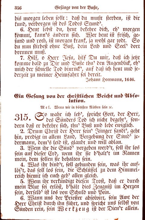 Evangelisch-Lutherisches Gesang-Buch: worin die gebräuchlichsten alten Kirchen-Lieder Dr. M. Lutheri und anderer reinen lehrer und zeugen Gottes, zur Befoerderung der wahren ... (2. verm. Aus.) page 357