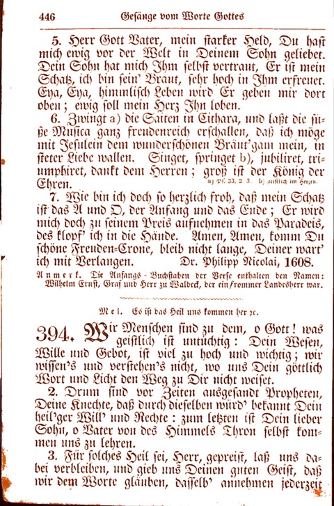 Evangelisch-Lutherisches Gesang-Buch: worin die gebräuchlichsten alten Kirchen-Lieder Dr. M. Lutheri und anderer reinen lehrer und zeugen Gottes, zur Befoerderung der wahren ... (2. verm. Aus.) page 447