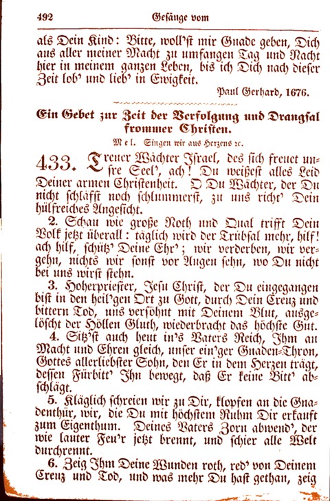 Evangelisch-Lutherisches Gesang-Buch: worin die gebräuchlichsten alten Kirchen-Lieder Dr. M. Lutheri und anderer reinen lehrer und zeugen Gottes, zur Befoerderung der wahren ... (2. verm. Aus.) page 493