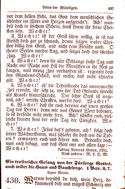 Evangelisch-Lutherisches Gesang-Buch: worin die gebräuchlichsten alten Kirchen-Lieder Dr. M. Lutheri und anderer reinen lehrer und zeugen Gottes, zur Befoerderung der wahren ... (2. verm. Aus.) page 498