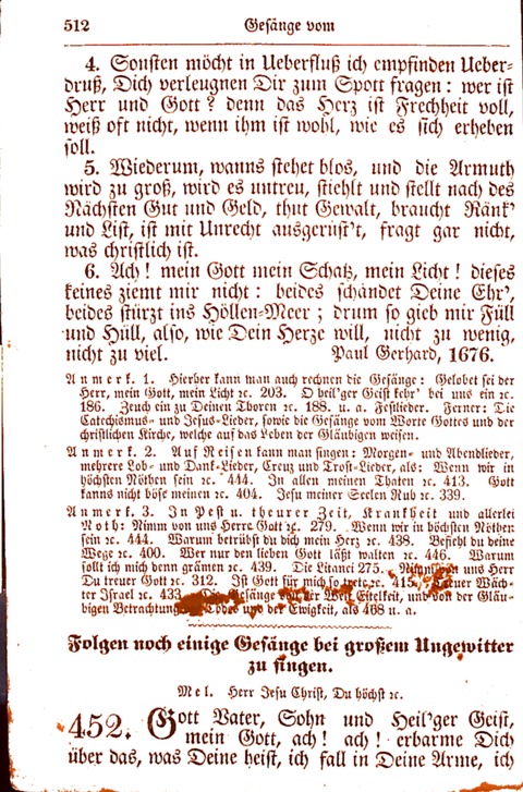 Evangelisch-Lutherisches Gesang-Buch: worin die gebräuchlichsten alten Kirchen-Lieder Dr. M. Lutheri und anderer reinen lehrer und zeugen Gottes, zur Befoerderung der wahren ... (2. verm. Aus.) page 513