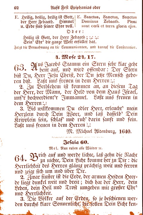 Evangelisch-Lutherisches Gesang-Buch: worin die gebräuchlichsten alten Kirchen-Lieder Dr. M. Lutheri und anderer reinen lehrer und zeugen Gottes, zur Befoerderung der wahren ... (2. verm. Aus.) page 62