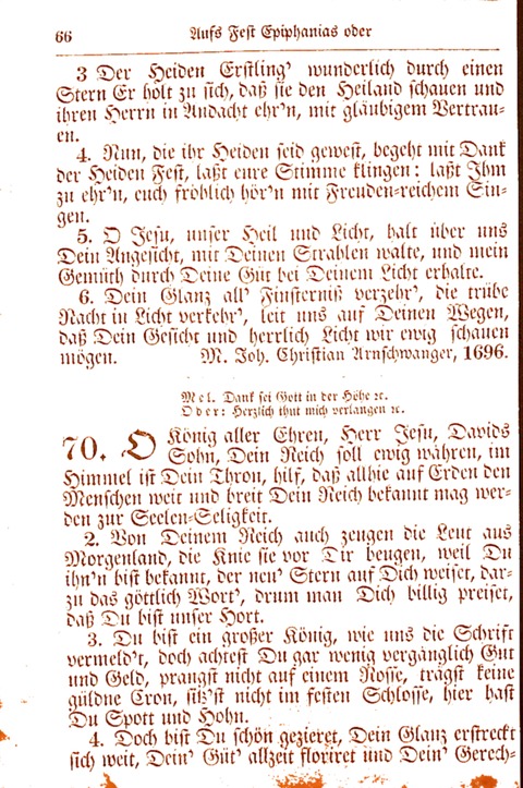 Evangelisch-Lutherisches Gesang-Buch: worin die gebräuchlichsten alten Kirchen-Lieder Dr. M. Lutheri und anderer reinen lehrer und zeugen Gottes, zur Befoerderung der wahren ... (2. verm. Aus.) page 66