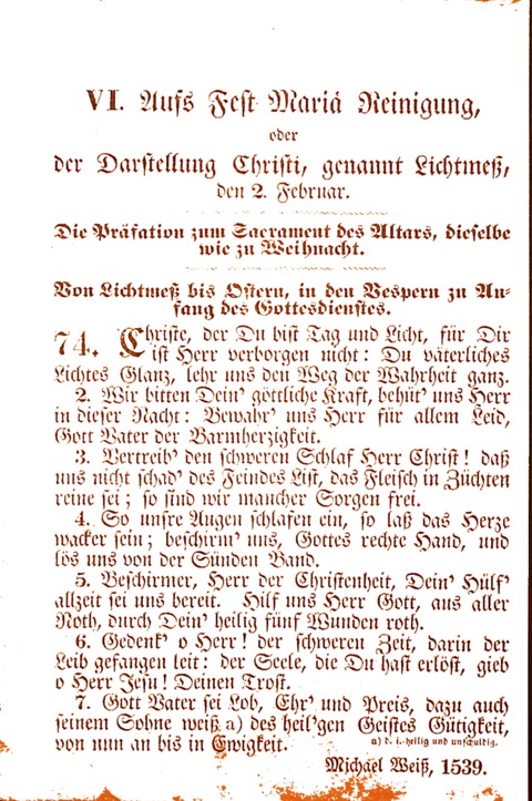 Evangelisch-Lutherisches Gesang-Buch: worin die gebräuchlichsten alten Kirchen-Lieder Dr. M. Lutheri und anderer reinen lehrer und zeugen Gottes, zur Befoerderung der wahren ... (2. verm. Aus.) page 72