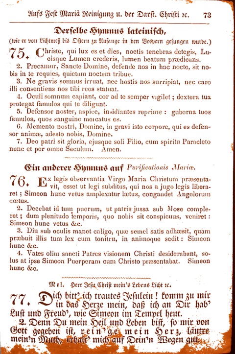 Evangelisch-Lutherisches Gesang-Buch: worin die gebräuchlichsten alten Kirchen-Lieder Dr. M. Lutheri und anderer reinen lehrer und zeugen Gottes, zur Befoerderung der wahren ... (2. verm. Aus.) page 73