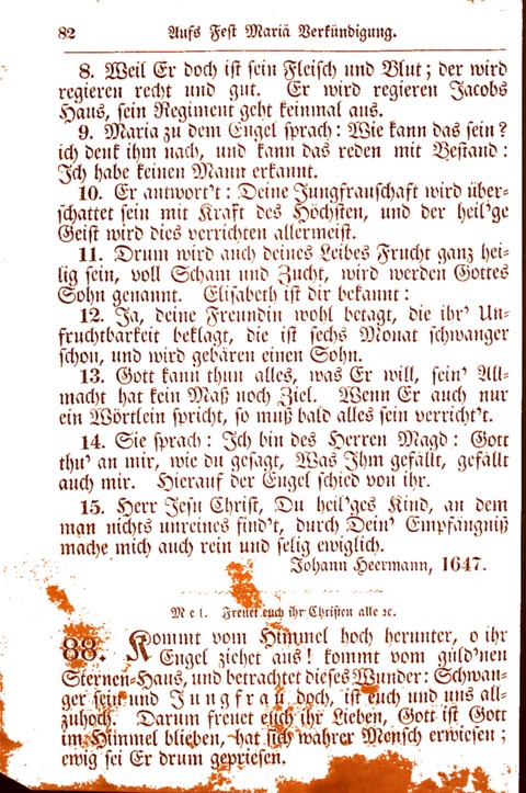 Evangelisch-Lutherisches Gesang-Buch: worin die gebräuchlichsten alten Kirchen-Lieder Dr. M. Lutheri und anderer reinen lehrer und zeugen Gottes, zur Befoerderung der wahren ... (2. verm. Aus.) page 82