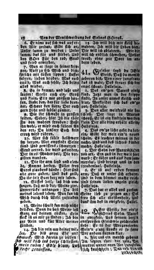 Erbauliche Lieder-Sammlung: zum gottestdienstlichen Gebrauch in den Vereinigten Evangelische-Lutherischen Gemeinen in Pennsylvanien und den benachbarten Staaten (Die Achte verm. ... Aufl.) page 18