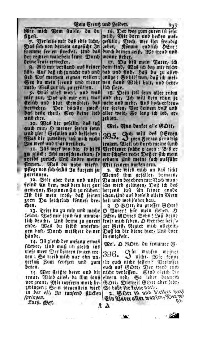 Erbauliche Lieder-Sammlung: zum gottestdienstlichen Gebrauch in den Vereinigten Evangelische-Lutherischen Gemeinen in Pennsylvanien und den benachbarten Staaten (Die Achte verm. ... Aufl.) page 255