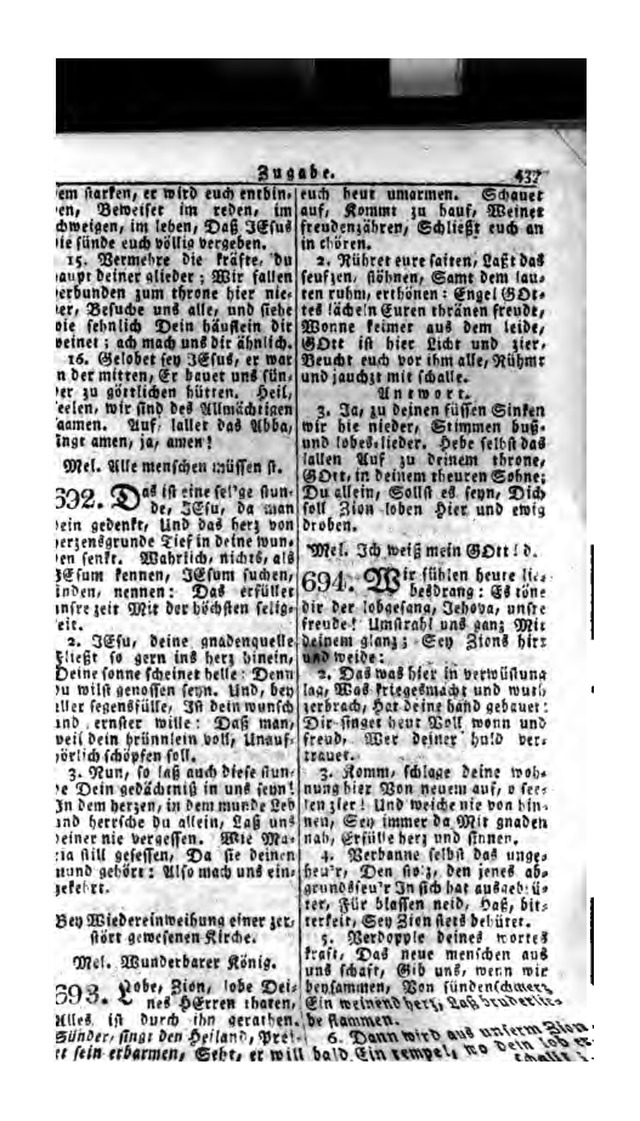 Erbauliche Lieder-Sammlung: zum gottestdienstlichen Gebrauch in den Vereinigten Evangelische-Lutherischen Gemeinen in Pennsylvanien und den benachbarten Staaten (Die Achte verm. ... Aufl.) page 433