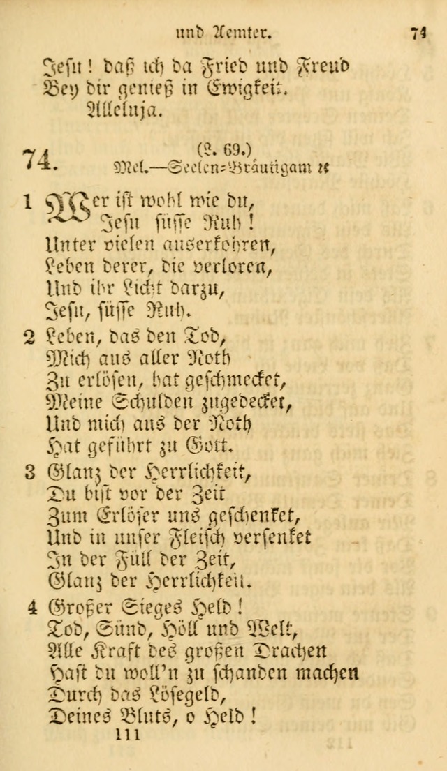 Evangelische Lieder-Sammlung: genommen aus der Liedersammlung und dem Gemeinschaftlichen Gesangbuch in den evanglischen Gemeinen page 111