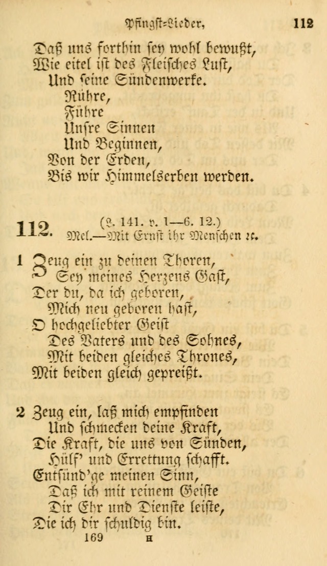 Evangelische Lieder-Sammlung: genommen aus der Liedersammlung und dem Gemeinschaftlichen Gesangbuch in den evanglischen Gemeinen page 169