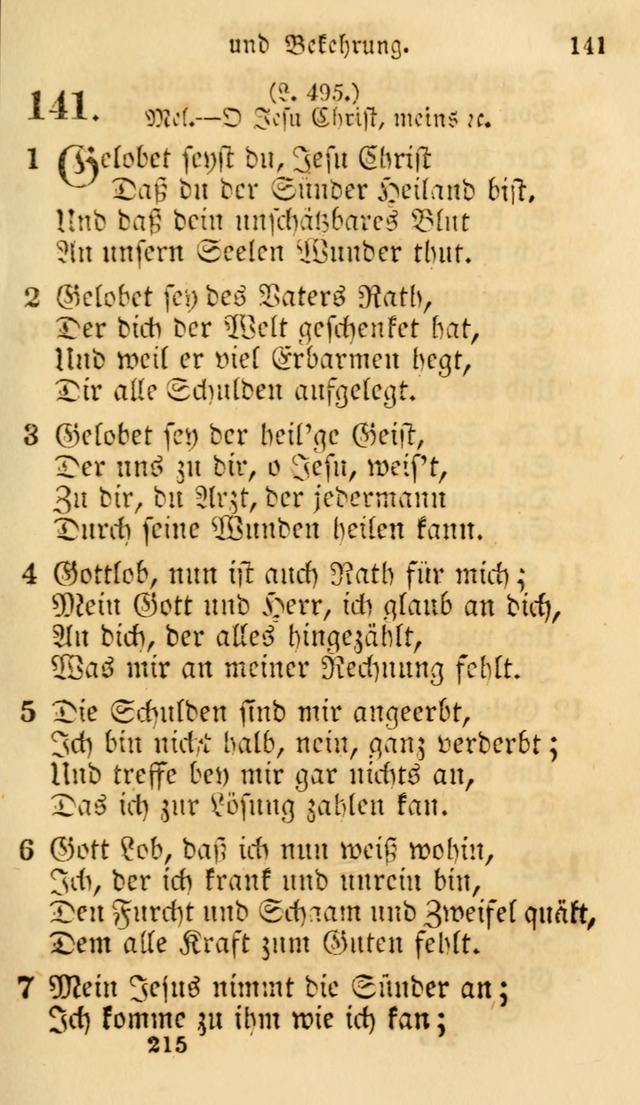 Evangelische Lieder-Sammlung: genommen aus der Liedersammlung und dem Gemeinschaftlichen Gesangbuch in den evanglischen Gemeinen page 215