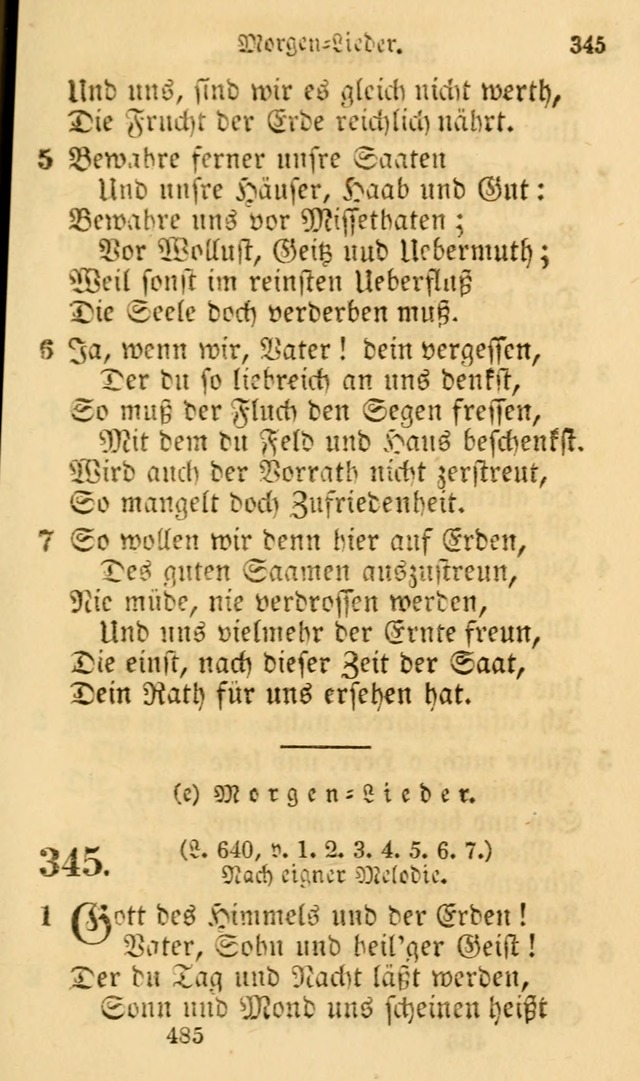 Evangelische Lieder-Sammlung: genommen aus der Liedersammlung und dem Gemeinschaftlichen Gesangbuch in den evanglischen Gemeinen page 485