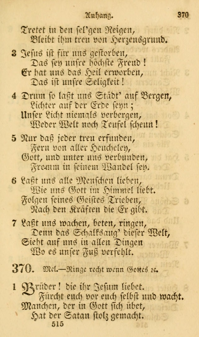 Evangelische Lieder-Sammlung: genommen aus der Liedersammlung und dem Gemeinschaftlichen Gesangbuch in den evanglischen Gemeinen page 515