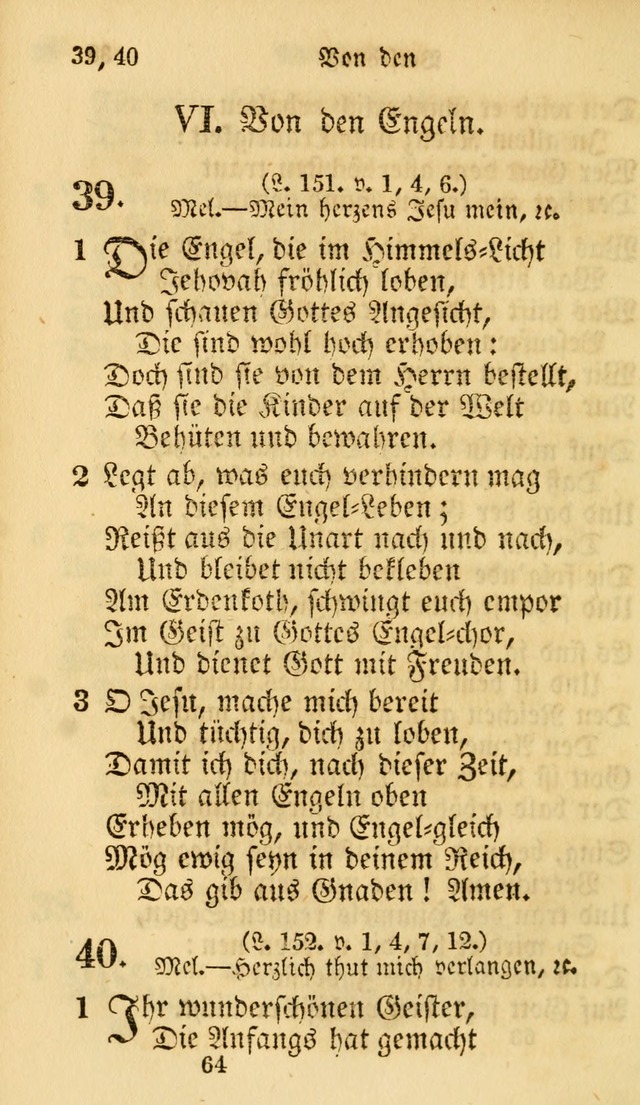 Evangelische Lieder-Sammlung: genommen aus der Liedersammlung und dem Gemeinschaftlichen Gesangbuch in den evanglischen Gemeinen page 64