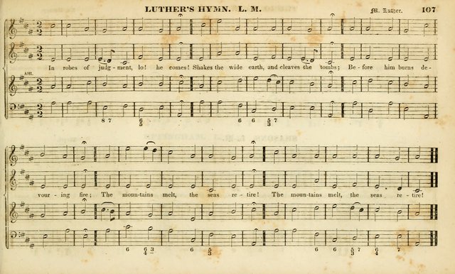 Evangelical Musick: or, The Sacred Minstrel and Sacred Harp United: consisting of a great variety of psalm and hymn tunes, set pieces, anthems, etc. (10th ed) page 107