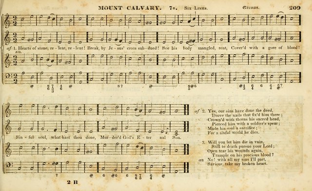 Evangelical Musick: or, The Sacred Minstrel and Sacred Harp United: consisting of a great variety of psalm and hymn tunes, set pieces, anthems, etc. (10th ed) page 209