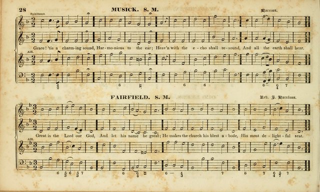 Evangelical Musick: or, The Sacred Minstrel and Sacred Harp United: consisting of a great variety of psalm and hymn tunes, set pieces, anthems, etc. (10th ed) page 28