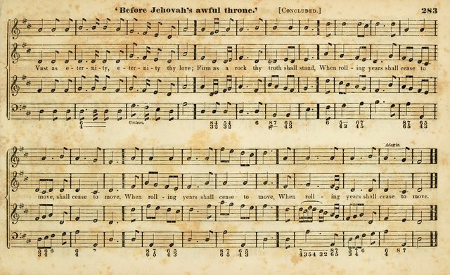 Evangelical Musick: or, The Sacred Minstrel and Sacred Harp United: consisting of a great variety of psalm and hymn tunes, set pieces, anthems, etc. (10th ed) page 283