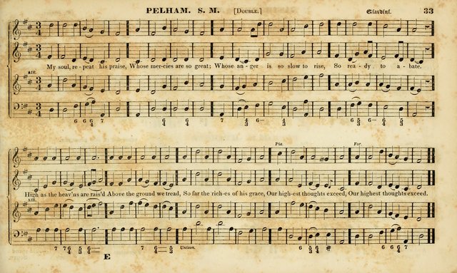 Evangelical Musick: or, The Sacred Minstrel and Sacred Harp United: consisting of a great variety of psalm and hymn tunes, set pieces, anthems, etc. (10th ed) page 33