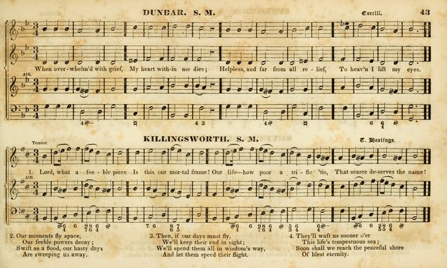 Evangelical Musick: or, The Sacred Minstrel and Sacred Harp United: consisting of a great variety of psalm and hymn tunes, set pieces, anthems, etc. (10th ed) page 43