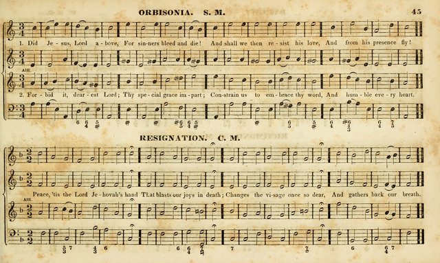 Evangelical Musick: or, The Sacred Minstrel and Sacred Harp United: consisting of a great variety of psalm and hymn tunes, set pieces, anthems, etc. (10th ed) page 45