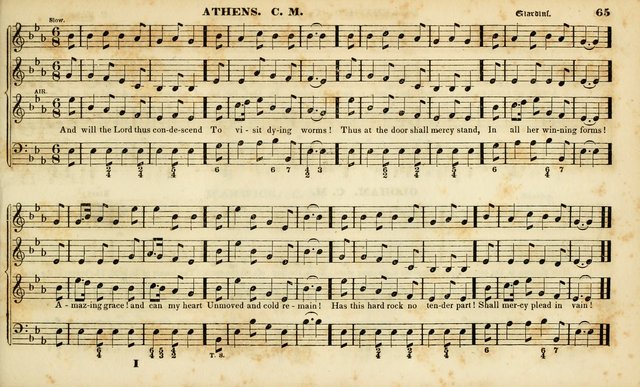 Evangelical Musick: or, The Sacred Minstrel and Sacred Harp United: consisting of a great variety of psalm and hymn tunes, set pieces, anthems, etc. (10th ed) page 65