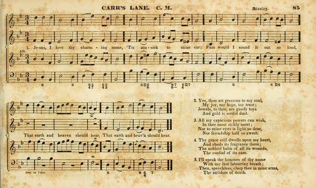 Evangelical Musick: or, The Sacred Minstrel and Sacred Harp United: consisting of a great variety of psalm and hymn tunes, set pieces, anthems, etc. (10th ed) page 85