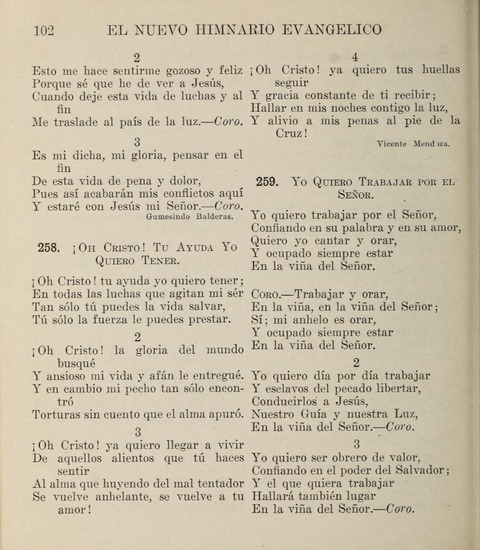 El Nuevo Himnario Evangelico para el uso de las Iglesias Evangelicas de Habla Espanol en Todo el Mundo page 102
