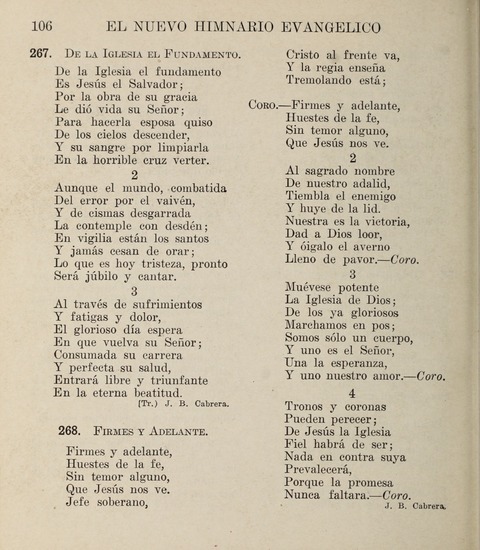El Nuevo Himnario Evangelico para el uso de las Iglesias Evangelicas de Habla Espanol en Todo el Mundo page 106