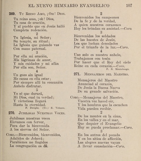 El Nuevo Himnario Evangelico para el uso de las Iglesias Evangelicas de Habla Espanol en Todo el Mundo page 107