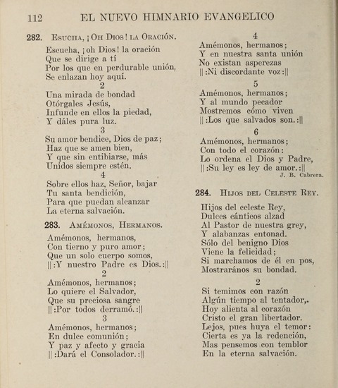 El Nuevo Himnario Evangelico para el uso de las Iglesias Evangelicas de Habla Espanol en Todo el Mundo page 112