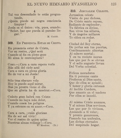 El Nuevo Himnario Evangelico para el uso de las Iglesias Evangelicas de Habla Espanol en Todo el Mundo page 123