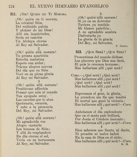 El Nuevo Himnario Evangelico para el uso de las Iglesias Evangelicas de Habla Espanol en Todo el Mundo page 124