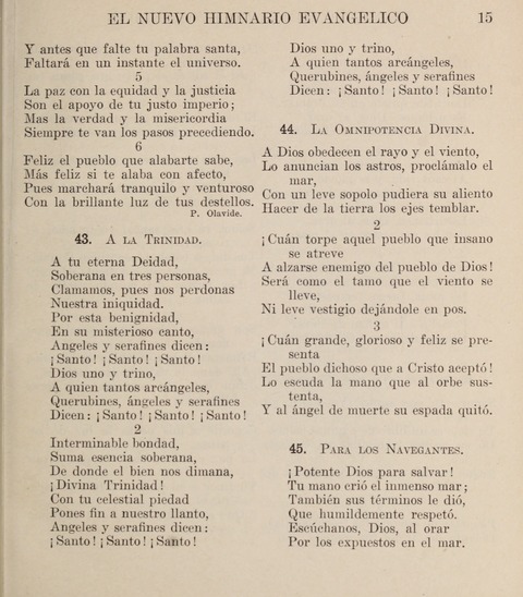 El Nuevo Himnario Evangelico para el uso de las Iglesias Evangelicas de Habla Espanol en Todo el Mundo page 15