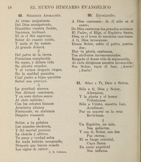 El Nuevo Himnario Evangelico para el uso de las Iglesias Evangelicas de Habla Espanol en Todo el Mundo page 18