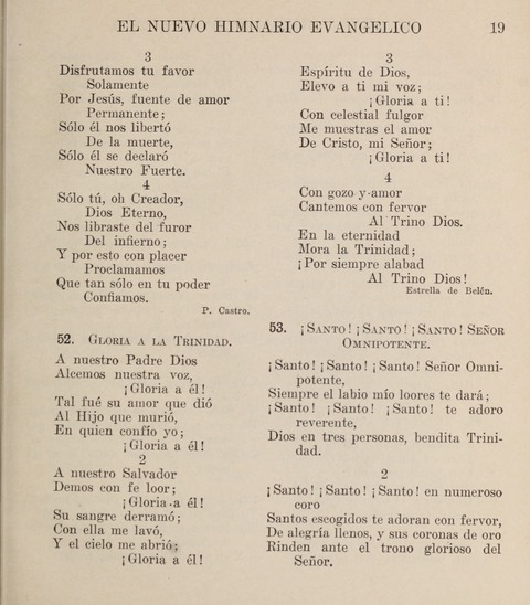 El Nuevo Himnario Evangelico para el uso de las Iglesias Evangelicas de Habla Espanol en Todo el Mundo page 19