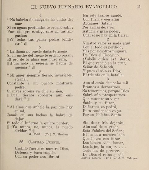 El Nuevo Himnario Evangelico para el uso de las Iglesias Evangelicas de Habla Espanol en Todo el Mundo page 21