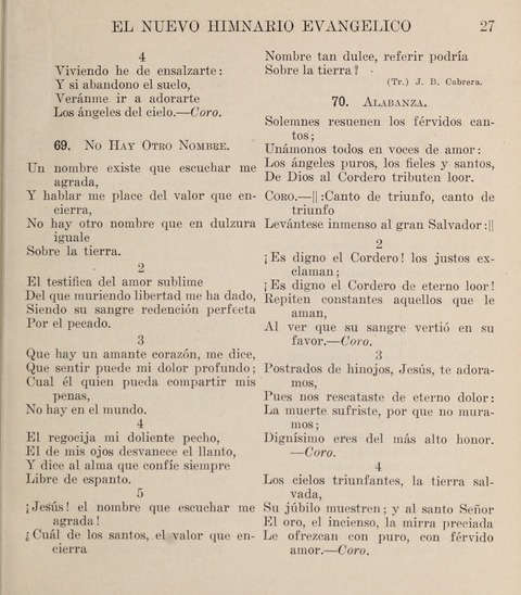 El Nuevo Himnario Evangelico para el uso de las Iglesias Evangelicas de Habla Espanol en Todo el Mundo page 27